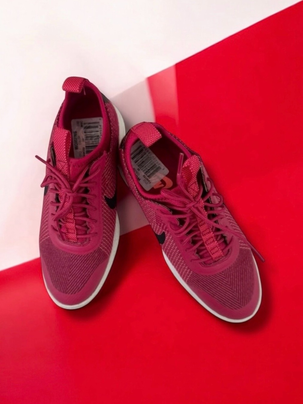 💞NIKE Women’s Lunar Ski-Hi Jacquard Sneakers Wedge Heels • RED WHITE • 7US/38EU